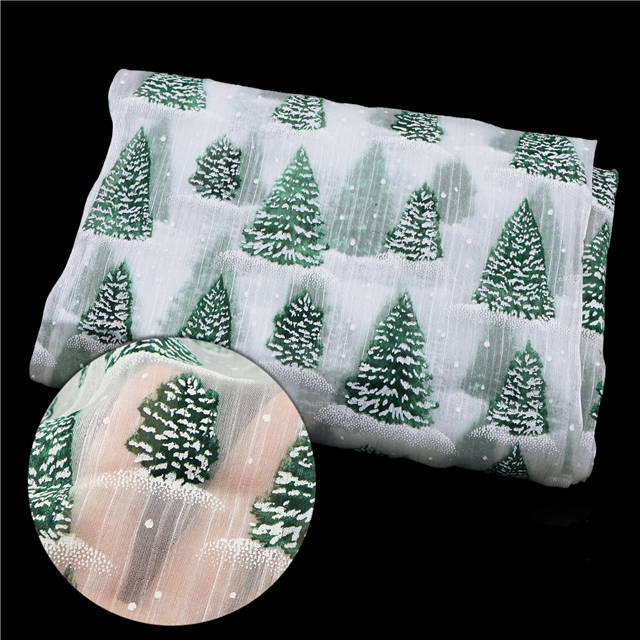 offset printing christmas tree organza fabric