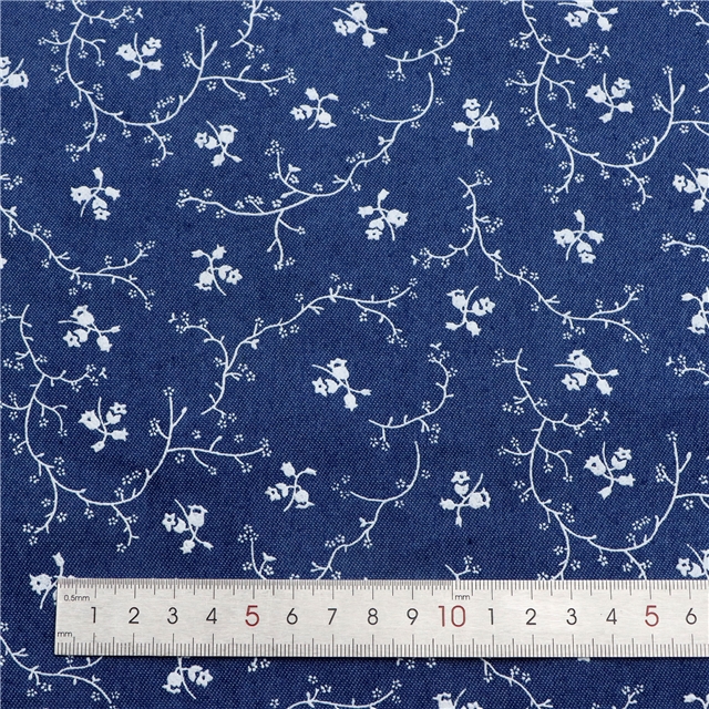 offset printed flower denim fabric 3#dark blue,50*148cm(19.7*58.3