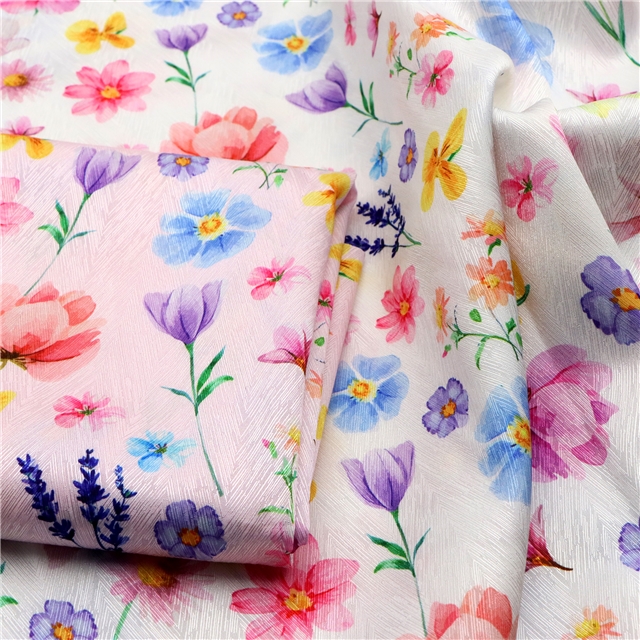 flower herringbone pattern twill 100％ polyester fabric