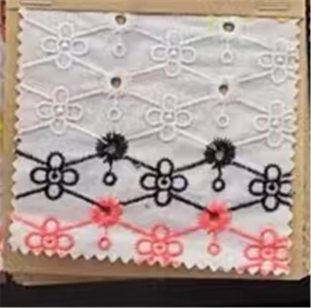 cotton colored embroidered flower fabric