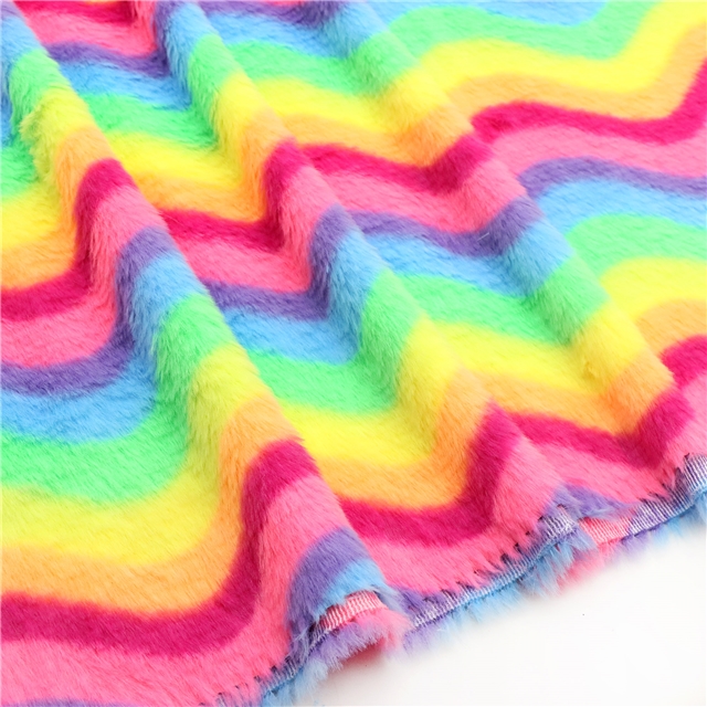 rainbow wave rabbit fur fabric 1#,50*150cm(19.7*59.1