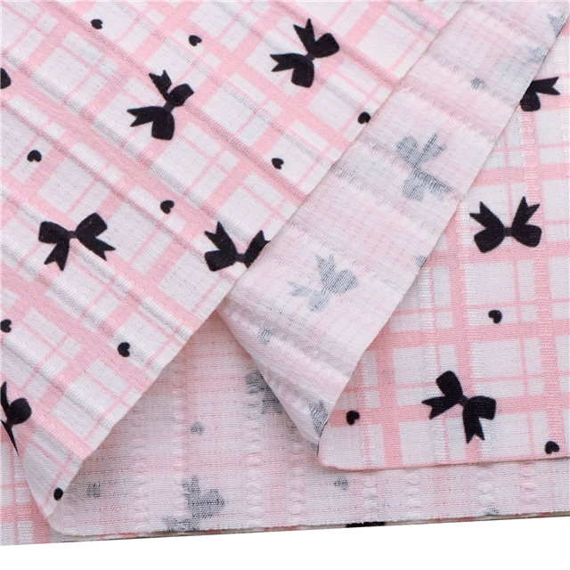 checkered heart bow polyester cotton fabric