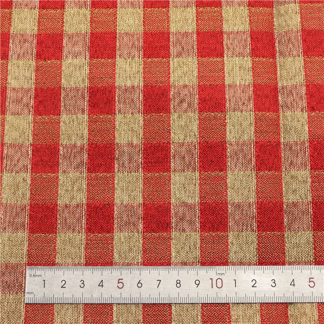plaid gold and silver thread imitation linen fabric