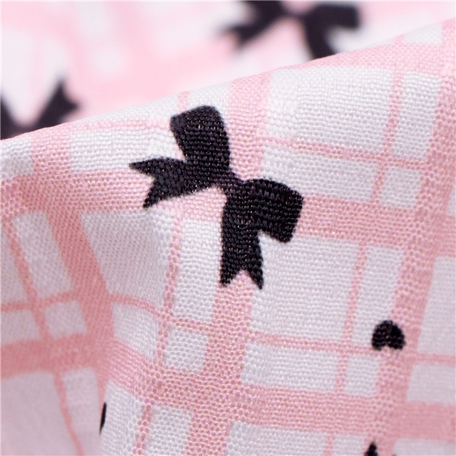 checkered heart bow polyester cotton fabric