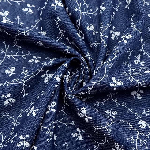 offset printed flower denim fabric 3#dark blue,50*148cm(19.7*58.3
