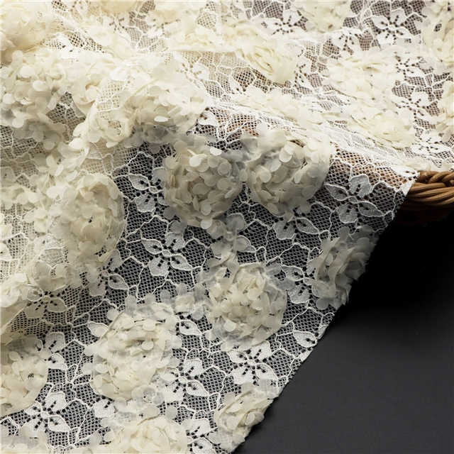 2 ways 3d flower ribbon embroidered lace fabric