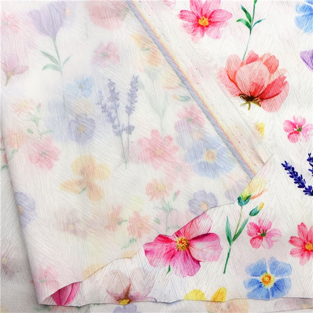 flower herringbone pattern twill 100％ polyester fabric