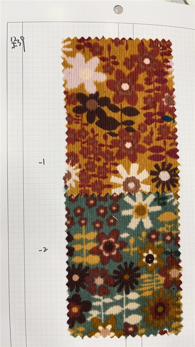 flower print corduroy fabric