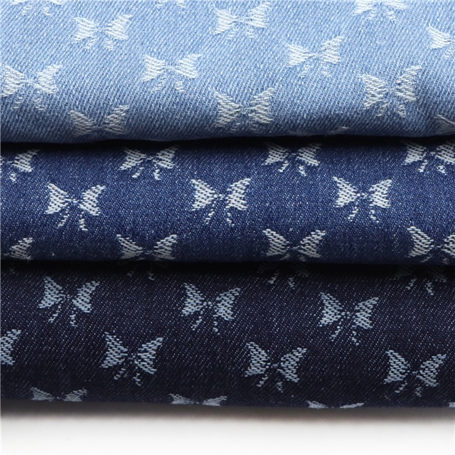 small bow jacquard washed denim fabric