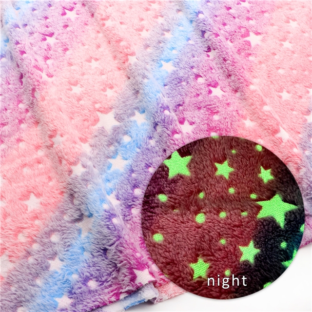 rainbow series printed glow in the dark velvet fabric 1#,50*155cm(19.7*61