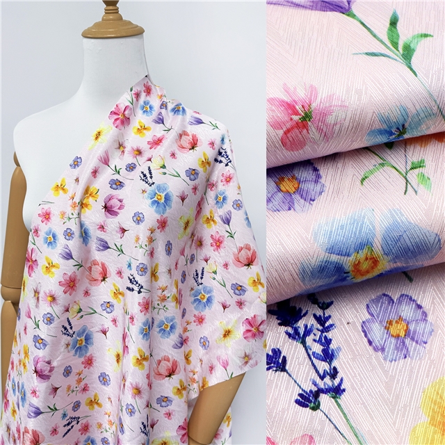 flower herringbone pattern twill 100％ polyester fabric