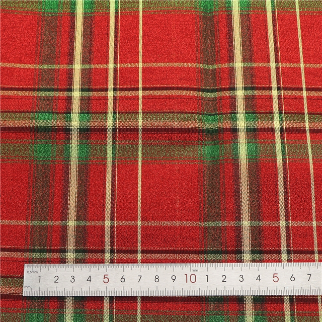 plaid gold and silver thread imitation linen fabric