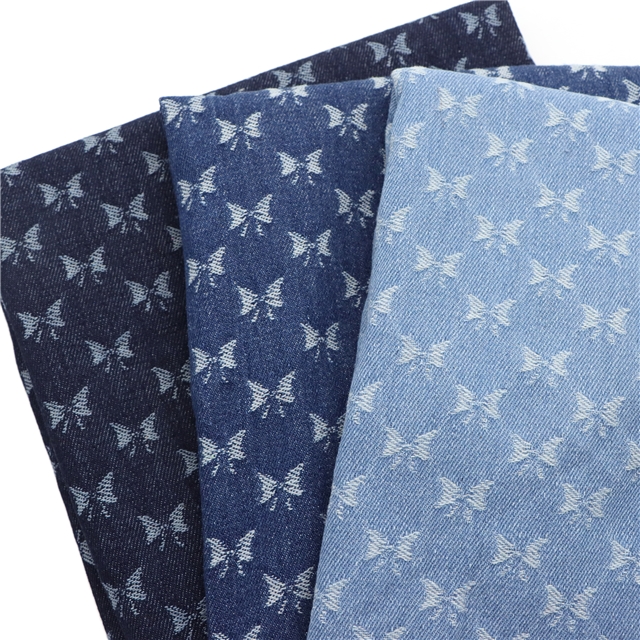small bow jacquard washed denim fabric