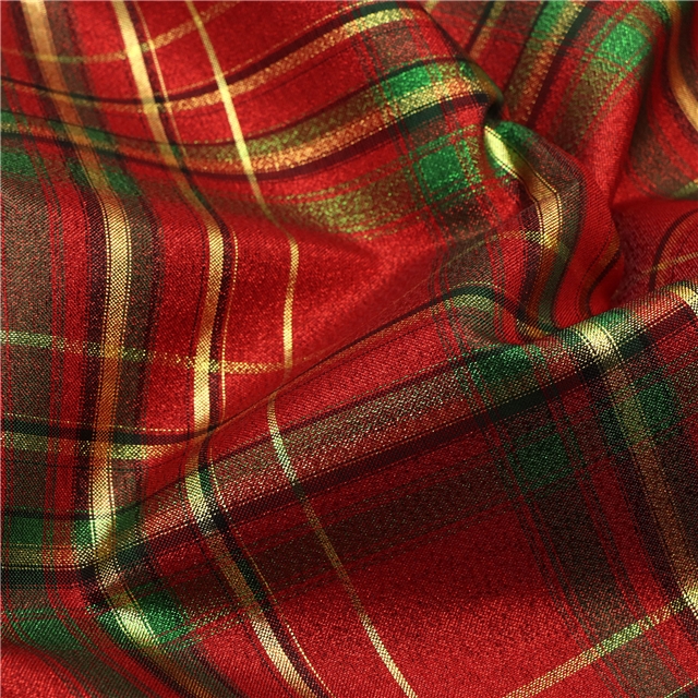 plaid gold and silver thread imitation linen fabric