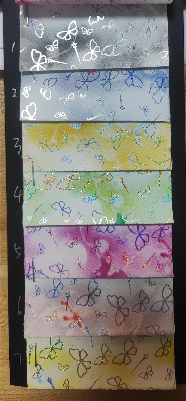 synthetic leather colorful laser silver hot stamping star butterfly faux leather