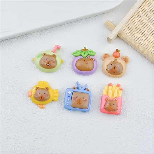 plastic/resin cute capybara 3d resin accessories