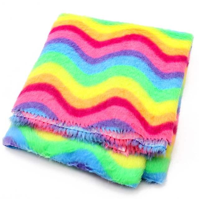 rainbow wave rabbit fur fabric 1#,50*150cm(19.7*59.1