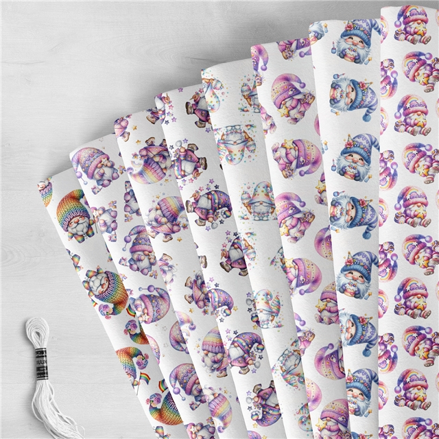 polyester cotton gnome series polyester cotton fabric set (8 pcs/set) polyester cotton fabric,50*45cm(19.7*17.7