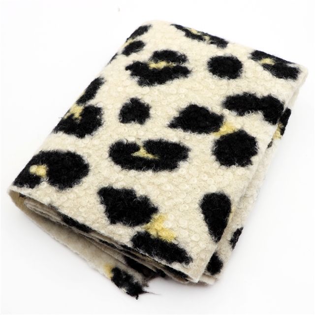 leopard print wool loop velvet fabric