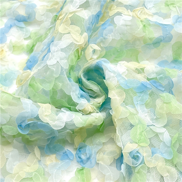 spandex embroidery flower mesh fabric green,50*130cm(19.7*51.2