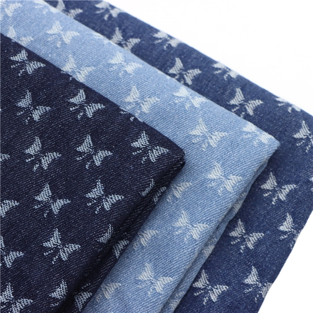 small bow jacquard washed denim fabric