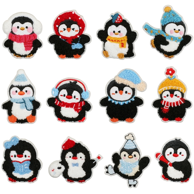 back with glue cute penguin towel embroidery patch (back with glue)