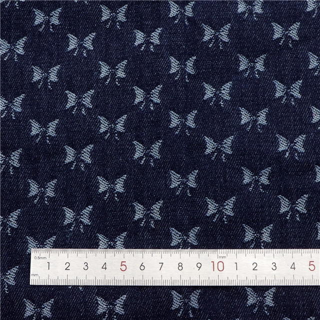 small bow jacquard washed denim fabric