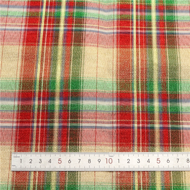 plaid gold and silver thread imitation linen fabric