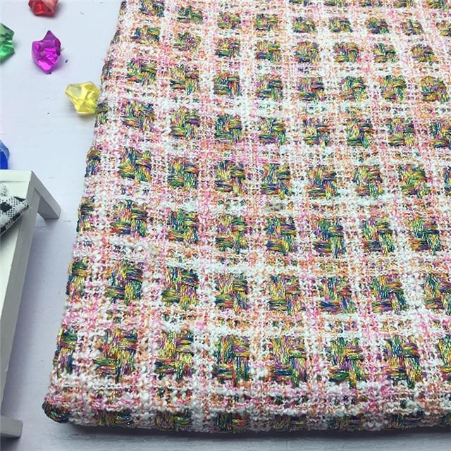 golden thread color woolen woven plaid small fragrant fabric