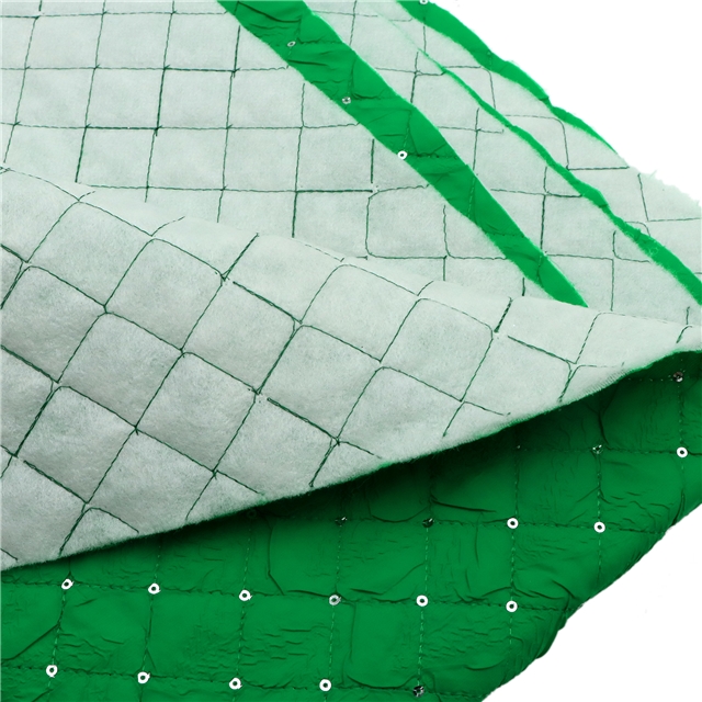 quilted embroidery sequins diamond pattern cotton fabric