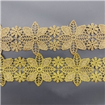 gold thread embroidery with water-soluble lace