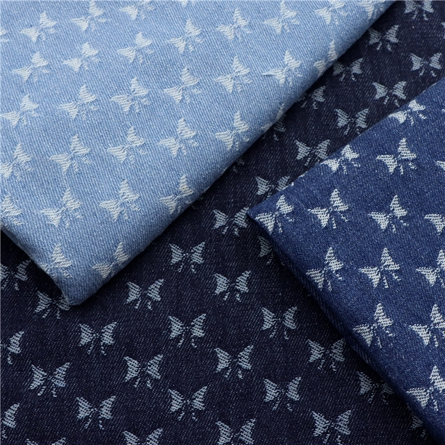 small bow jacquard washed denim fabric