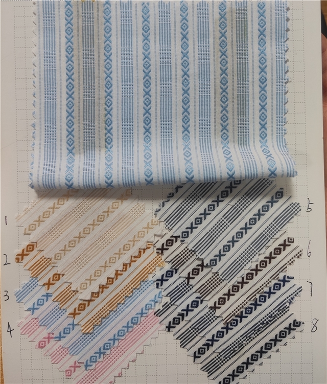 geometric striped yarn dyed jacquard fabric