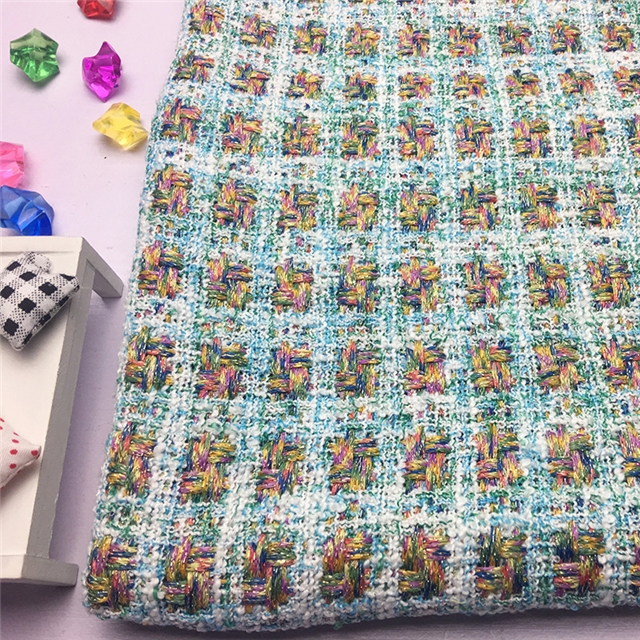 golden thread color woolen woven plaid small fragrant fabric