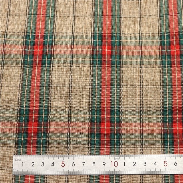 plaid gold and silver thread imitation linen fabric