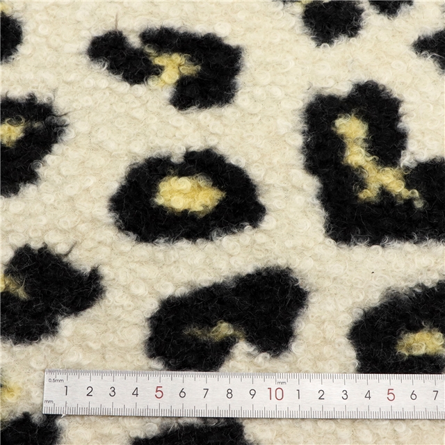 leopard print wool loop velvet fabric