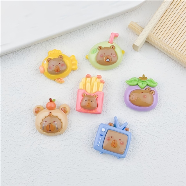 plastic/resin cute capybara 3d resin accessories