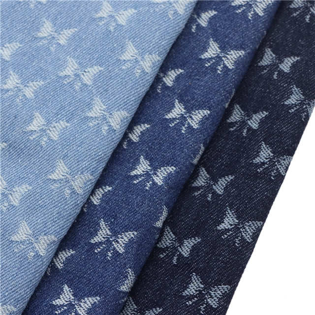small bow jacquard washed denim fabric