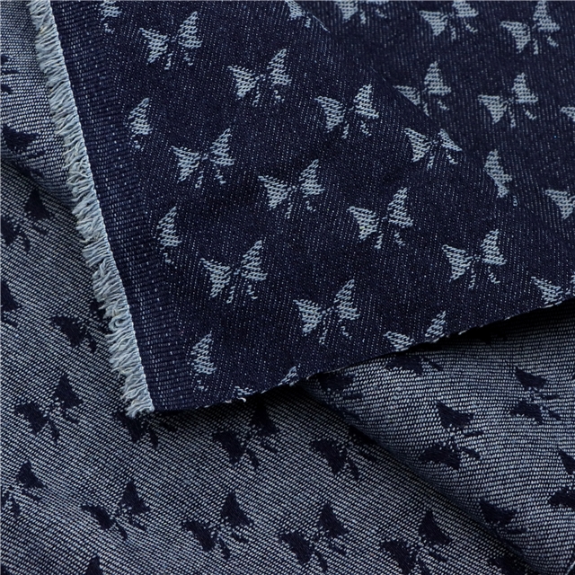 small bow jacquard washed denim fabric