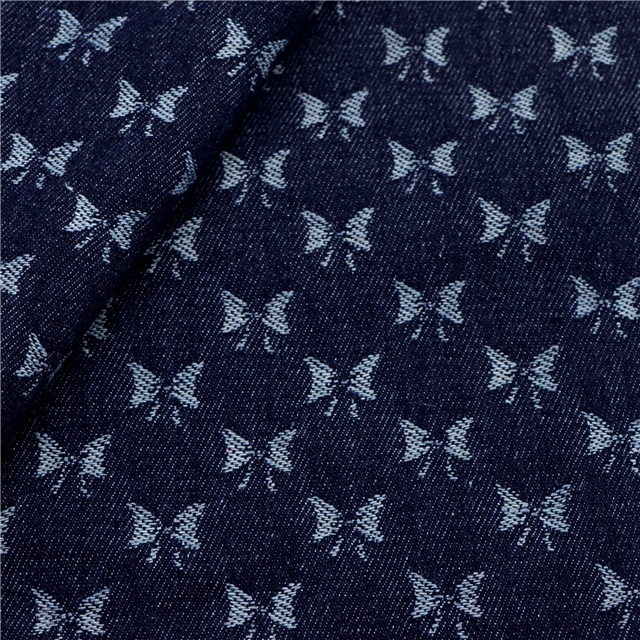 small bow jacquard washed denim fabric dark blue,50*170cm(19.7*66.9