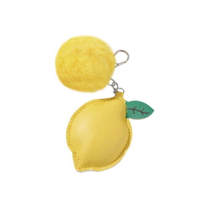 leather+alloy Lemon PU leather pendant keychain