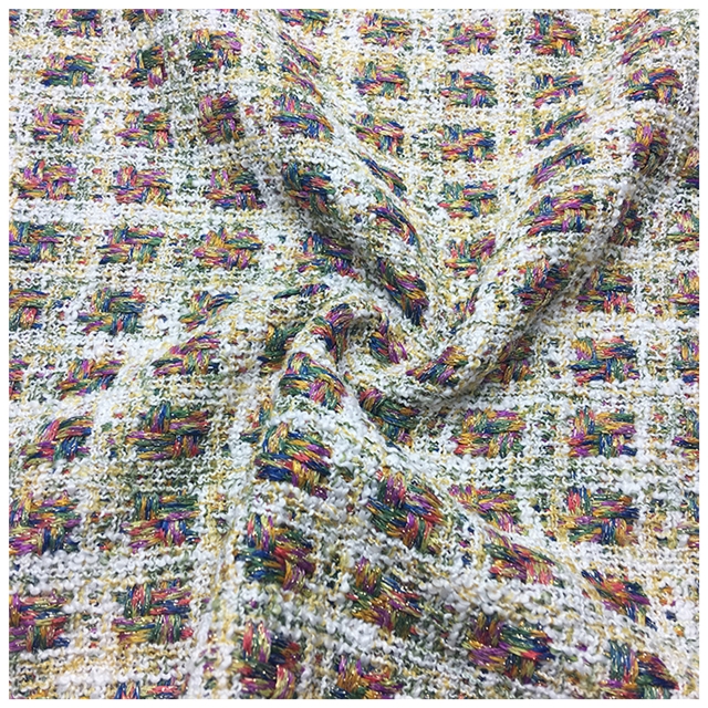 golden thread color woolen woven plaid small fragrant fabric