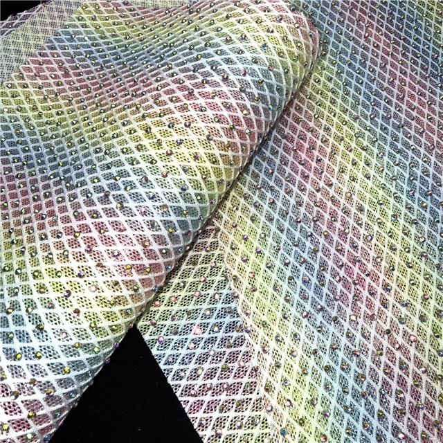 synthetic leather glitter colorful rhinestone diamond pattern hollowed meshleather at the bottom of the eye 20*33cm(7.9*13