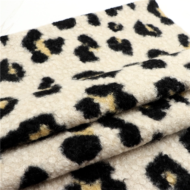 leopard print wool loop velvet fabric