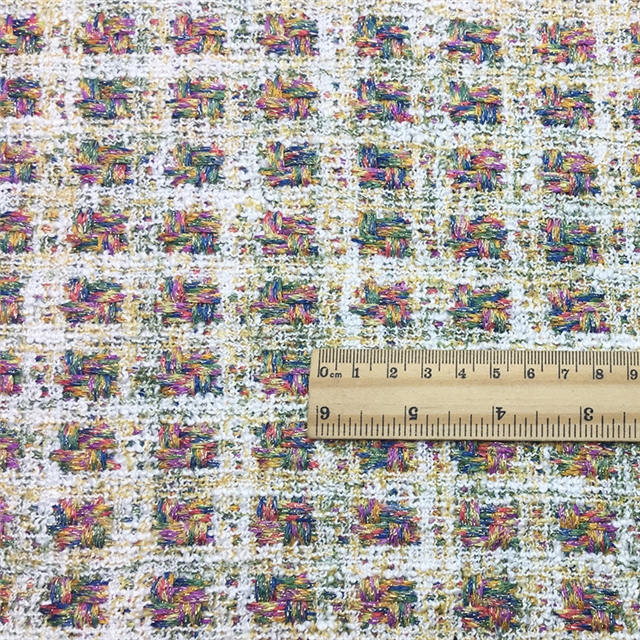 golden thread color woolen woven plaid small fragrant fabric