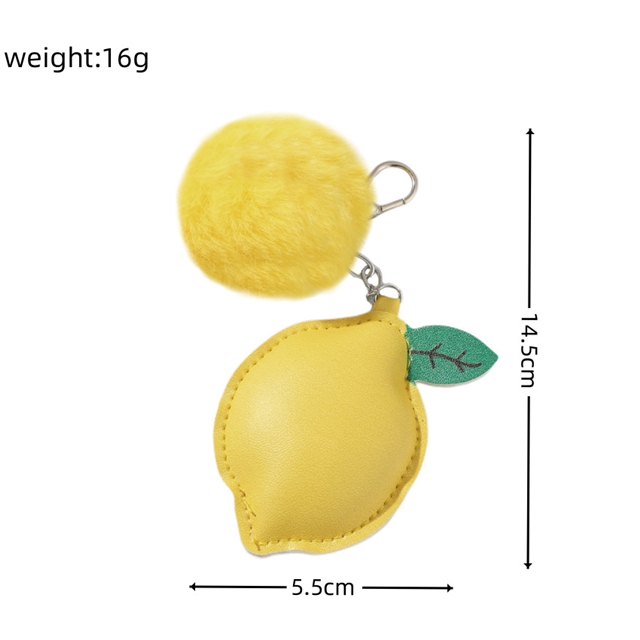 leather+alloy Lemon PU leather pendant keychain