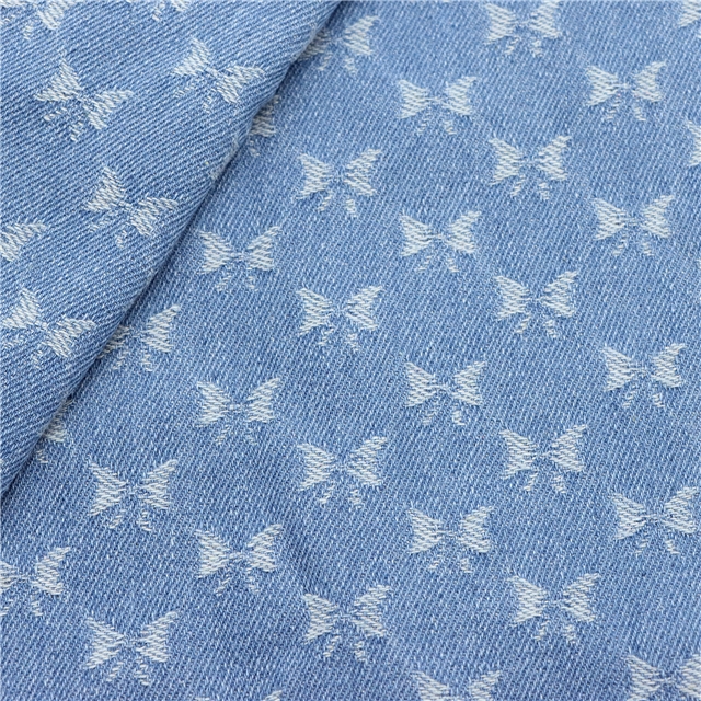 small bow jacquard washed denim fabric