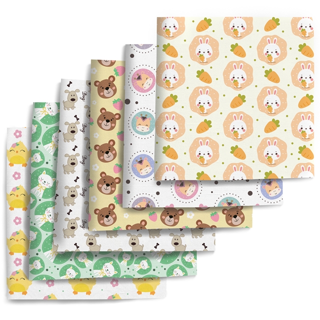 polyester cotton animals series polyester cotton fabric set (6 pcs/set) polyester cotton fabric,50*45cm(19.7*17.7