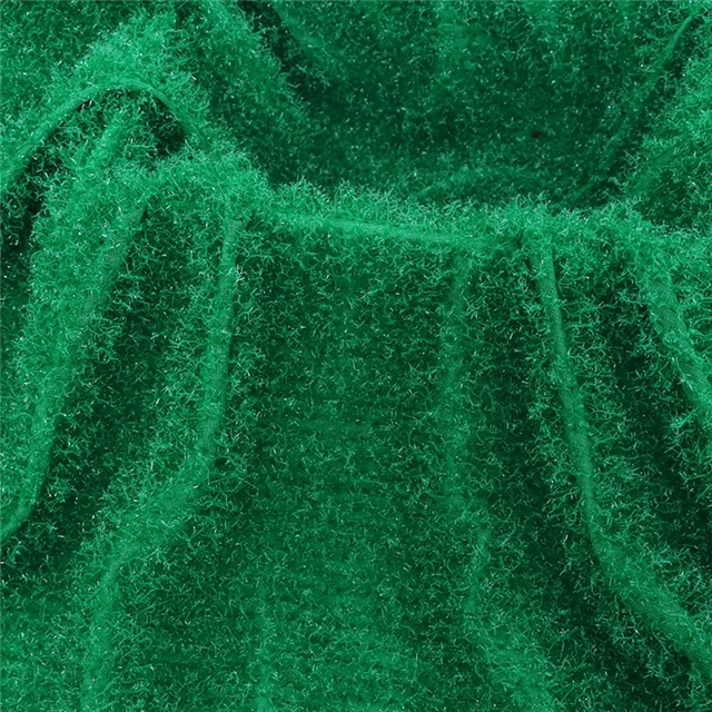 2 ways bright silk scallion velvet tassel knitted fabric