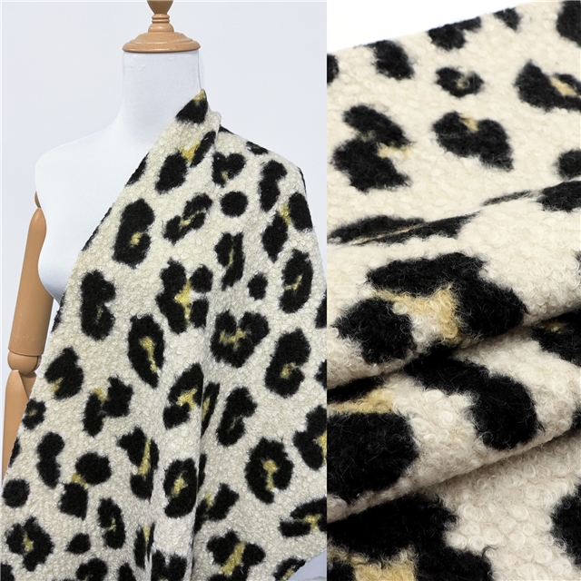 leopard print wool loop velvet fabric